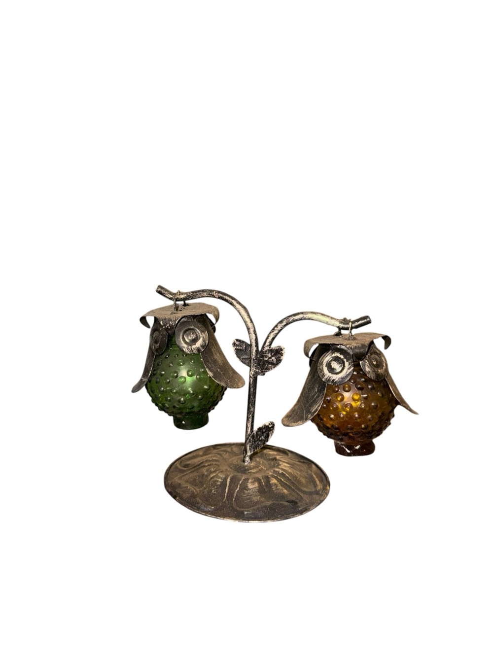 Vintage hanging glass owl salt and pepper shakers